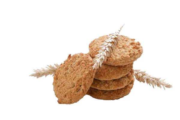 Vegan bakery concept. Integral round hazelnut cookies. Healthy nutritious snacks, good for figure, sugar free, vegetarian diet. — Stock Photo, Image