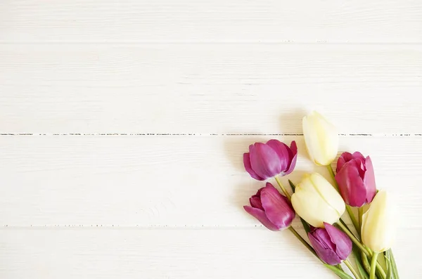 Tender composição de flores de primavera minimalista na superfície textura. Bonita decoração de plantas femininas para cartão de felicitações de férias. Verão, Verão, Primavera, Março Abril, Junho Julho. Feliz dia da mãe — Fotografia de Stock