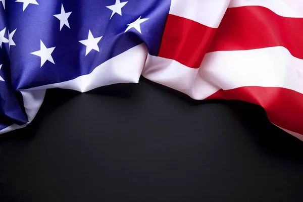 Composición Patriótica Bandera Americana Con Volantes Sobre Fondo Negro Estados — Foto de Stock