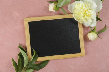 Güzel şakayık çiçekleri dokulu arka plan üzerinde yakın çekim yaparlar ve metin için bir sürü kopya alanı vardır. Uluslararası kadınların annelerinin sevgililerinin ilk bahar günü. Yaklaş, üstten bak, arkaplan, düz yat.