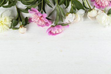 Güzel şakayık çiçekleri dokulu arka plan üzerinde yakın çekim yaparlar ve metin için bir sürü kopya alanı vardır. Uluslararası kadınların annelerinin sevgililerinin ilk bahar günü. Yaklaş, üstten bak, arkaplan, düz yat.