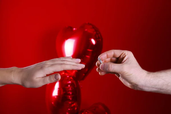 Happy valentine's day conceptual image with traditional red background. — 스톡 사진