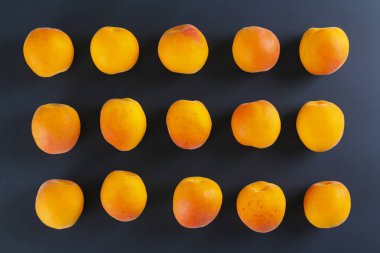 Sweet cherry scattered on textured background with text space.