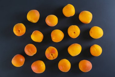 Sweet cherry scattered on textured background with text space.