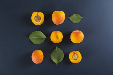 Sweet cherry scattered on textured background with text space.