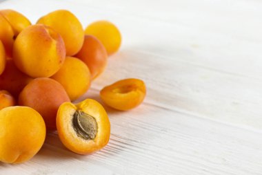 Sweet cherry scattered on textured background with text space.