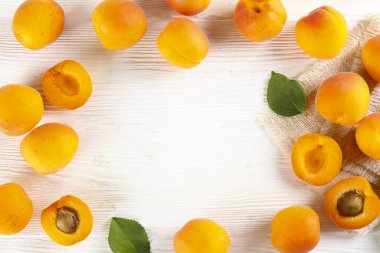 Sweet cherry scattered on textured background with text space.