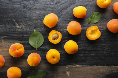 Sweet cherry scattered on textured background with text space.