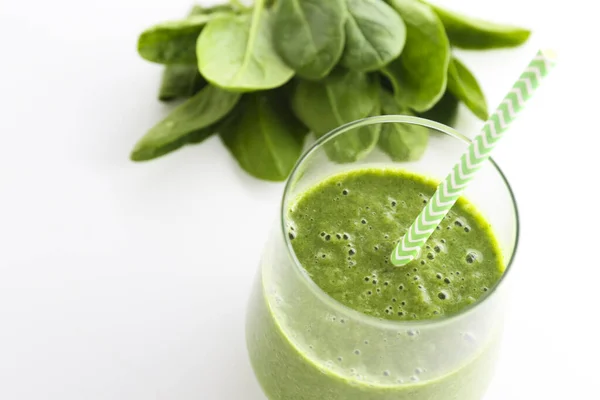 Freshly Made Green Smoothie Made Vegetables Fruits Herbs Greens Glass — Stock Photo, Image