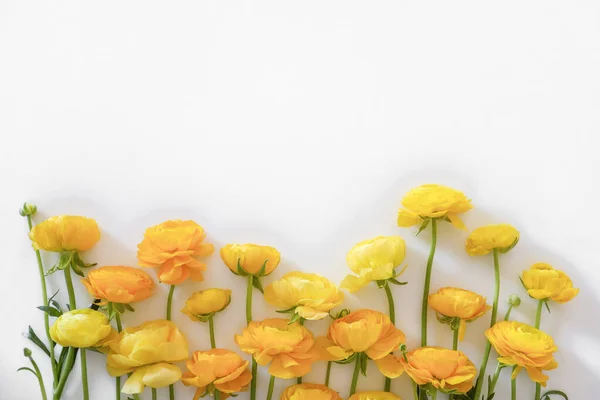 Schöner Strauß Gelber Hahnenfußblüten Mit Sichtbarer Struktur Der Blütenblätter Nahkomposition — Stockfoto