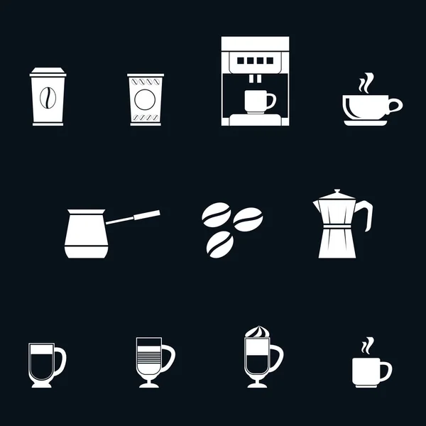 Un conjunto de iconos de café blanco de estilo plano — Archivo Imágenes Vectoriales