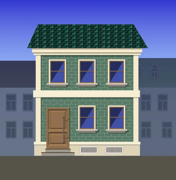 Két szintes tégla ház, klasszikus stílusban. — Stock Vector