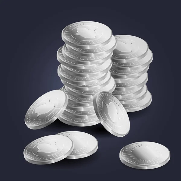 Een stapel van zilveren munten — Stockvector