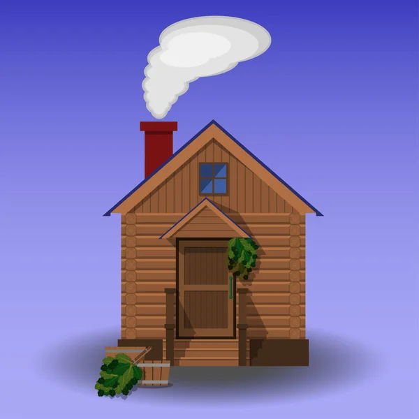 Costruzione di sauna in legno — Vettoriale Stock