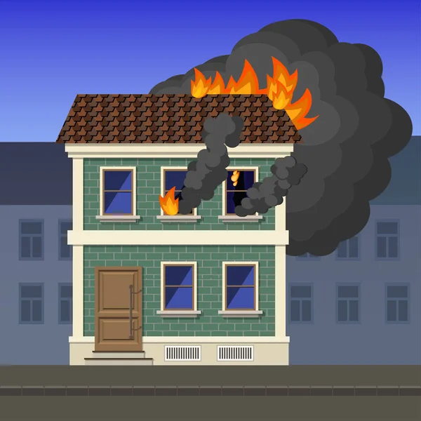 Fire in an apartment building — Stock Vector