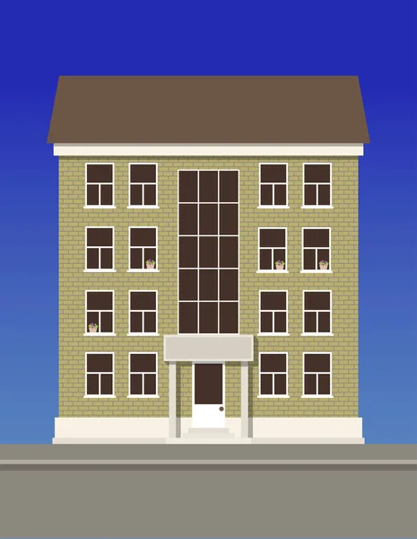 Un edificio residencial de varios pisos hecho de ladrillo beige . — Archivo Imágenes Vectoriales
