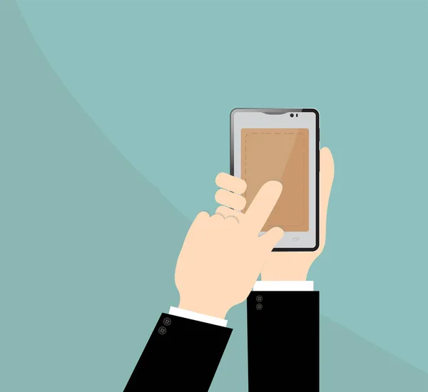 İşadamı el akıllı telefon. İş kavramı illüstrasyon