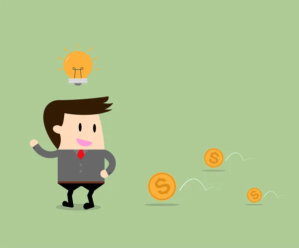 Empresario Obtener Idea Con Dinero Concepto Negocio — Vector de stock