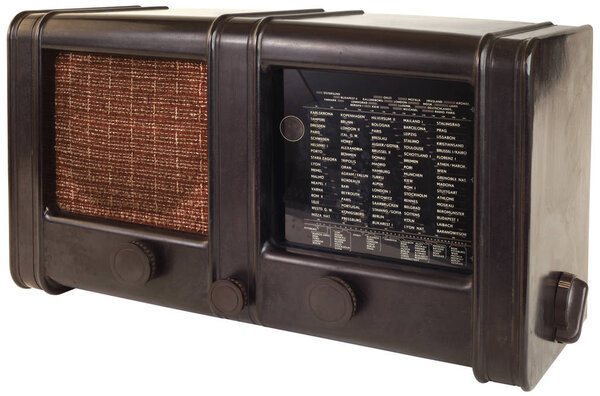 Old Wooden Radio Apparatus Isolated with Clipping Path