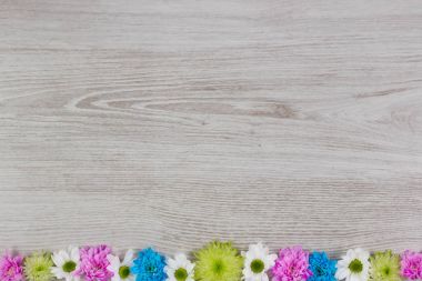 Bahçe çiçek kompozisyon kopya alanı Beyaz ahşap tablo
