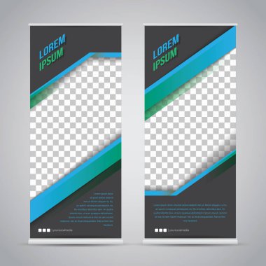 Mavi Siyah rulo Banner şablon Mock Up
