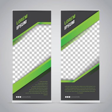 Yeşil siyah rulo Banner şablon Mock Up
