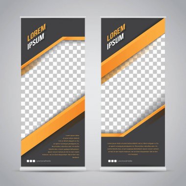 Turuncu Siyah rulo Banner şablon Mock Up