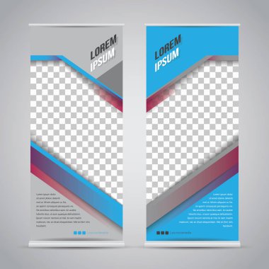 Banner stand tasarım şablonu olarak ikiz mavi topla