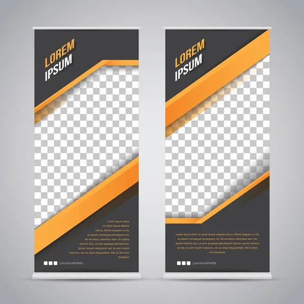 Laranja preto roll up banner modelo Mock Up —  Vetores de Stock