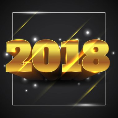 Mutlu yeni yıl 2018 altın siyah arka plan ile vektör çizim