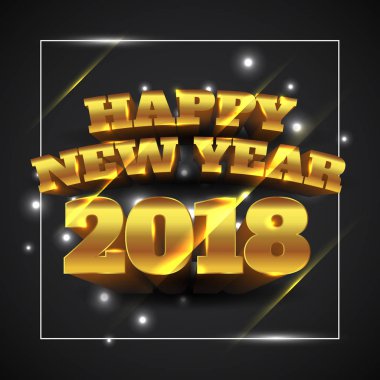 Mutlu yeni yıl 2018 altın siyah arka plan ile vektör çizim