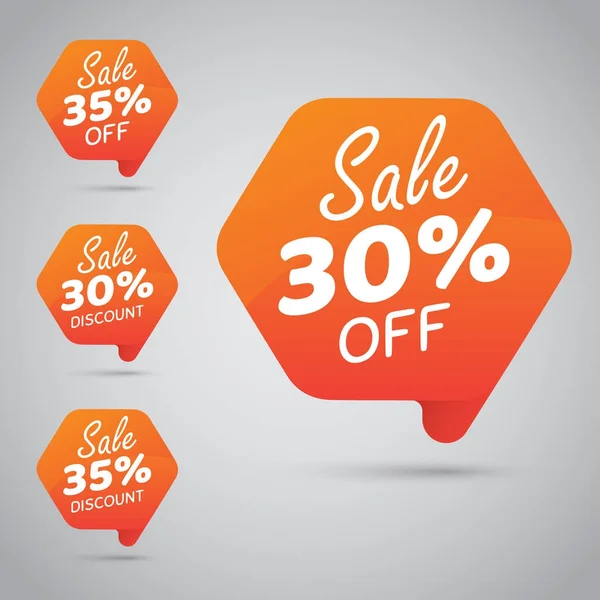 30% 35% 판매, 디스크, 떨어져 밝은 오렌지 태그에 소매 요소 디자인 마케팅에 대 한 — 스톡 벡터