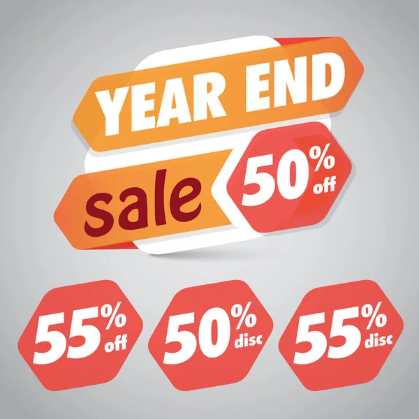 Venta de fin de año 50% 55% Descuento Tag for Marketing Retail Element Design — Vector de stock