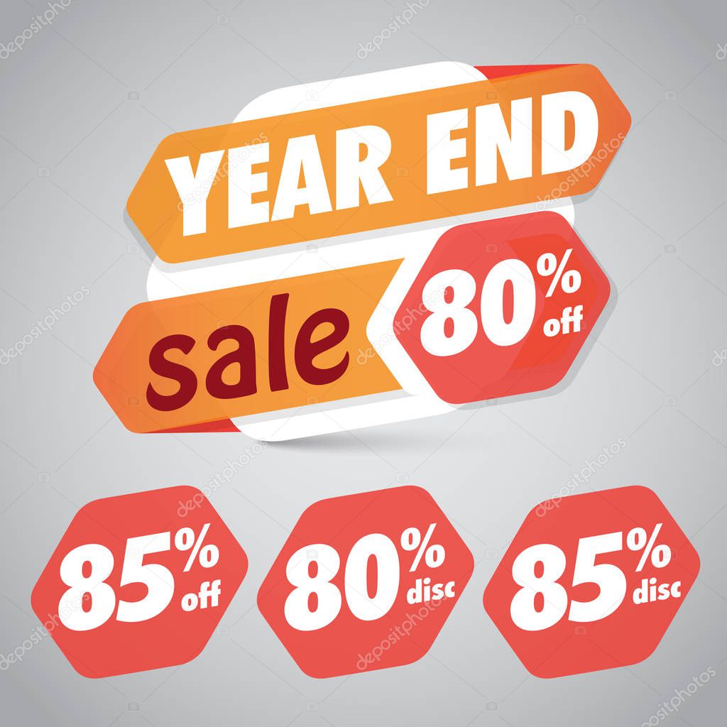 Year End Sale 80% 85% Off Discount Tag for Marketing Retail Element Design