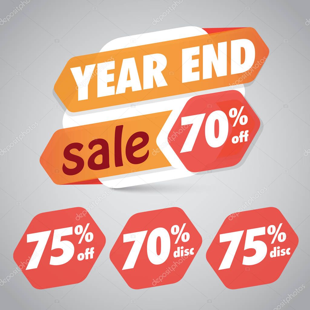 Year End Sale 70% 75% Off Discount Tag for Marketing Retail Element Design