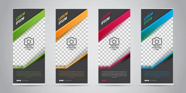 Business Roll Up Banner mit 4 verschiedenen Farben. Vektorillustrationen. — Stockvektor