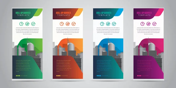 Business Roll-up Banner mit 4 verschiedenen Farben. Ständiges Design. Banner-Vorlage. Vektorillustration — Stockvektor
