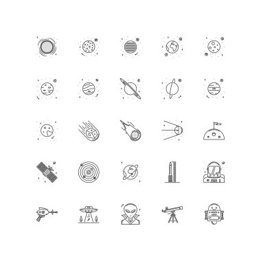  alanı 25 anahat simgeleri. 64 x 64 kılavuz.