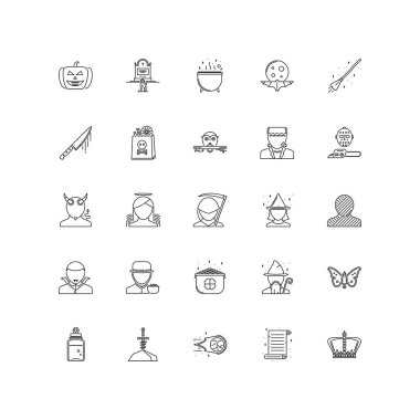 Cadılar Bayramı 25 anahat simgeleri. 64 x 64 kılavuz.