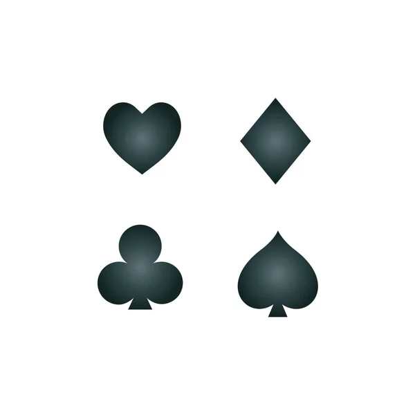 Juego Palos Cartas Pala Corazón Club Diamante Vector Conjunto Para — Vector de stock