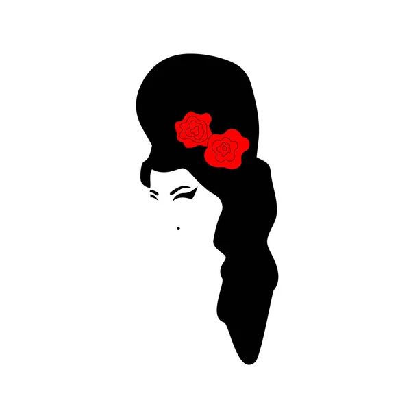 Amy Winehouse Minimalista Verzió Vektorportré Jazz Énekesről Sziluett Fekete Hajjal — Stock Vector