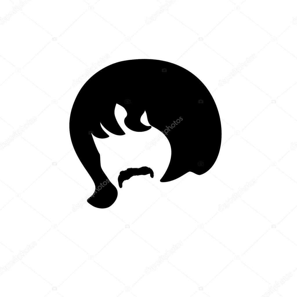 Freddie Mercury in a wig. Black silhouette in a wig. Vector illustration. I want to break free.