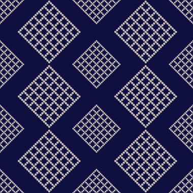 Mavi arka planda beyaz fiyonklar ve inciler. Kumaş tasarımı için 3d Vektör illüstrasyonu, tekstil, atkı, iç çamaşırı ve ambalaj için baskı. Tekstil deseni, parmak izi deseni. Kusursuz desen.