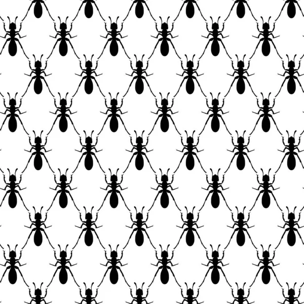 Απρόσκοπτο Μοτίβο Δημιουργικός Σχεδιασμός Μαύρα Μυρμήγκια Λευκό Φόντο Εικονογράφηση Διανύσματος Royalty Free Διανύσματα Αρχείου