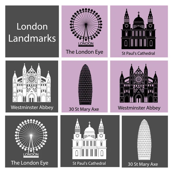 Лондон Англія Межі Лондона Чорно Білих Кольорах Ілюстрація Лондонського Міста — стоковий вектор