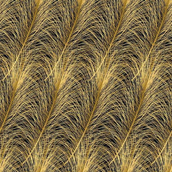 Plumes Dorées Motif Vectoriel Sans Couture Illustration Vectorielle Avec Plumes — Image vectorielle