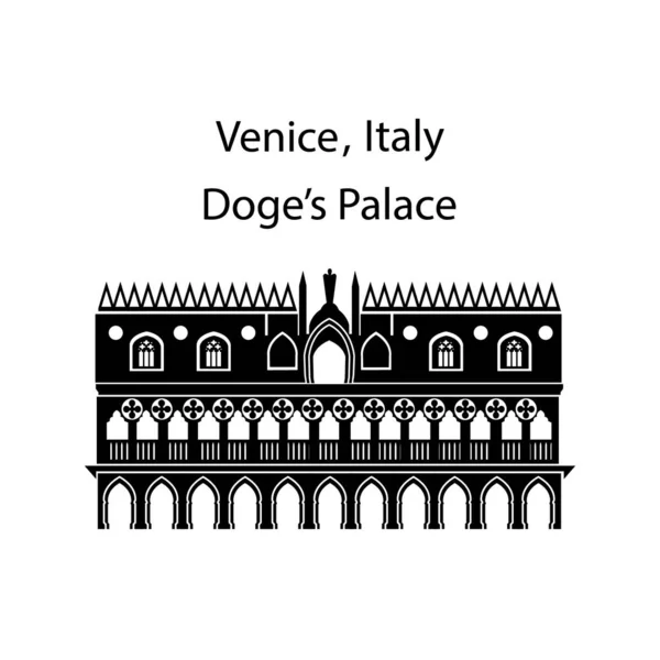 Венеція Італія Пам Ятка Палацу Дожів Венеція Чорного Кольору Венеціанська — стоковий вектор