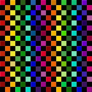 Gökkuşağı mozaiği. Kusursuz desen. Renkli vektör arkaplanı. Soyut çok renkli fayanslar.