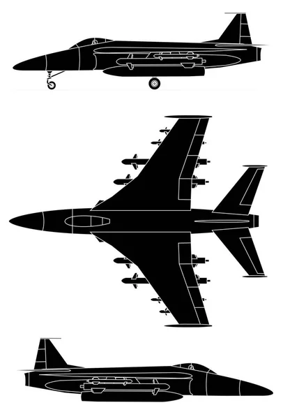 Avión jet militar — Vector de stock