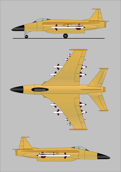 Vojenské tryskové letadlo — Stockový vektor